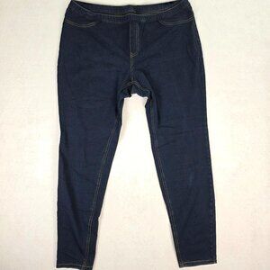 HUE XL Stretch Denim Leggings Jeggings Dark Wash High Rise Pull-On